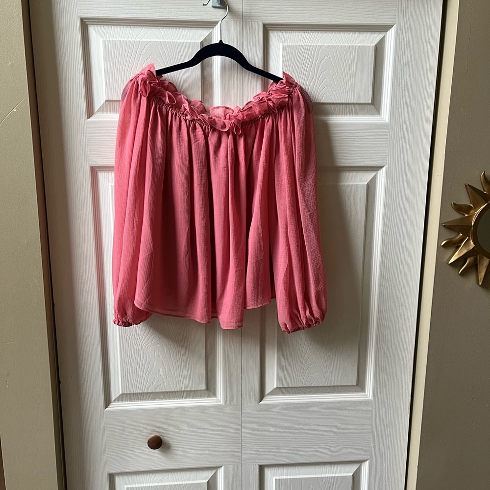 INC International Concepts Pink Ruffled Blouse - Picture 3 of 5